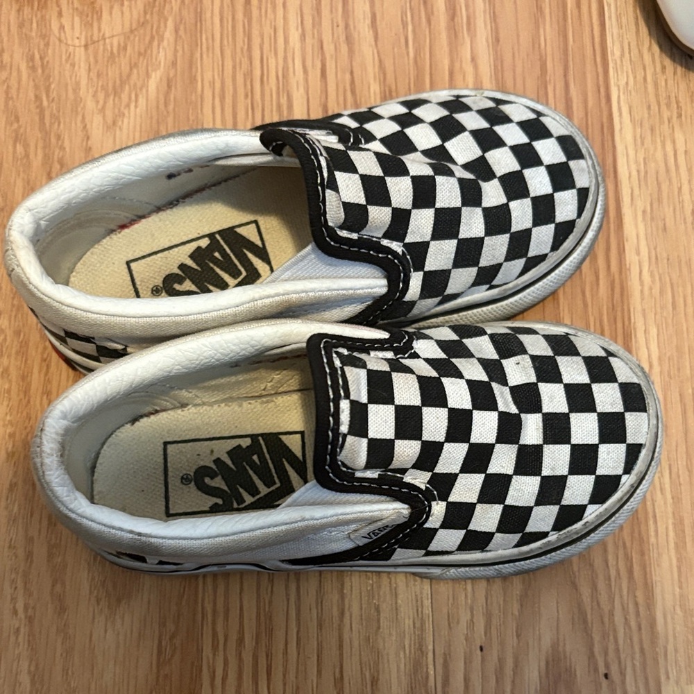 Vans Kids Black and White Checkered Slip-On Sneakers